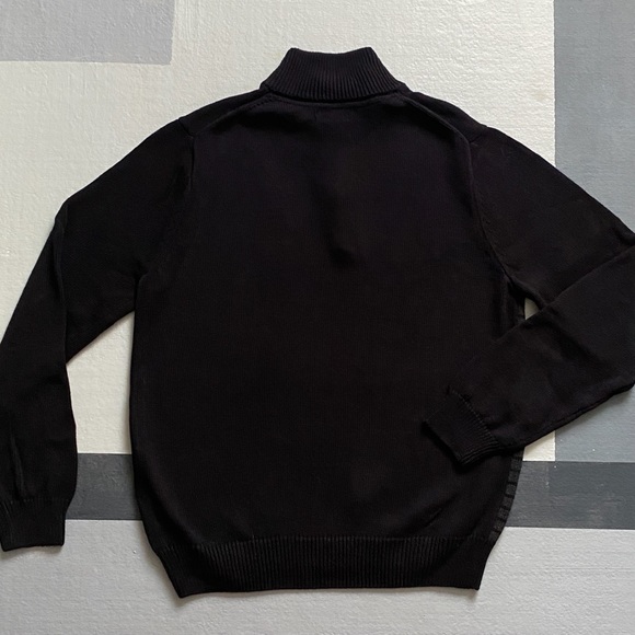 Black Mens Quarter Zip Sweater - Picture 2 of 4